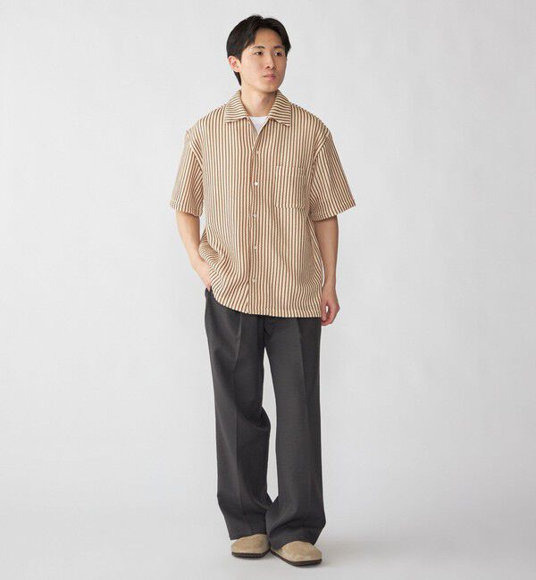 SHIPS「City Ambient Products: オープンカラー メッシュ ストライプ ショートスリーブ シャツ」|シャツ・ブラウス|