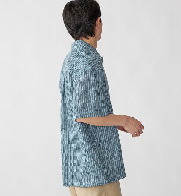 SHIPS「City Ambient Products: オープンカラー メッシュ ストライプ ショートスリーブ シャツ」|シャツ・ブラウス|