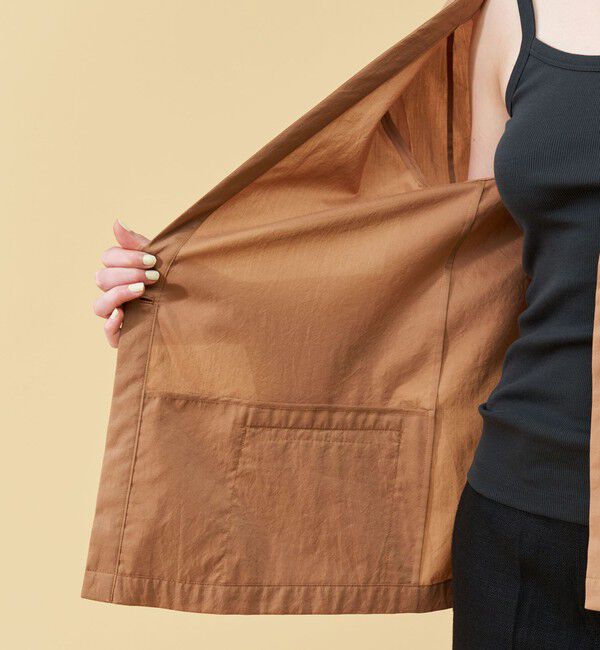 DES PRES「コットンシルクタイプライター ケープライクジャケット」|ノーカラージャケット|