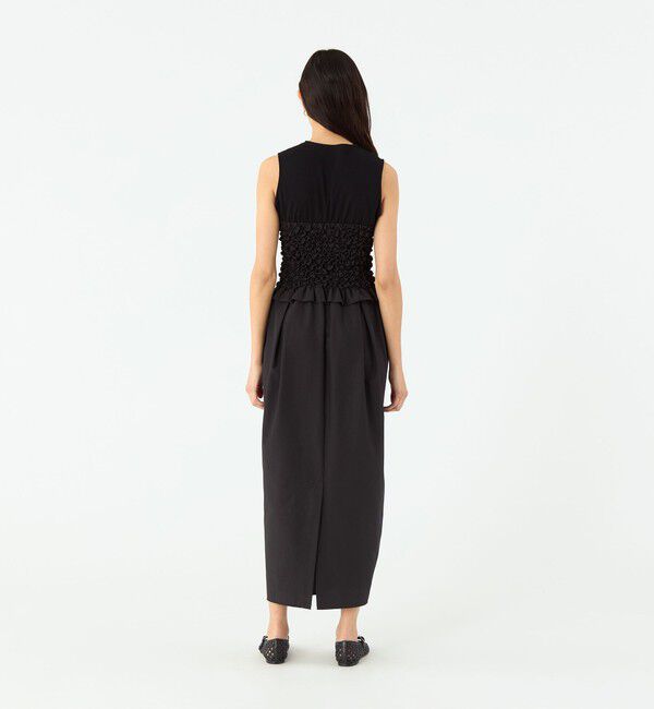 MACPHEE「フリルコンビ Vネックワンピース」|ワンピース|