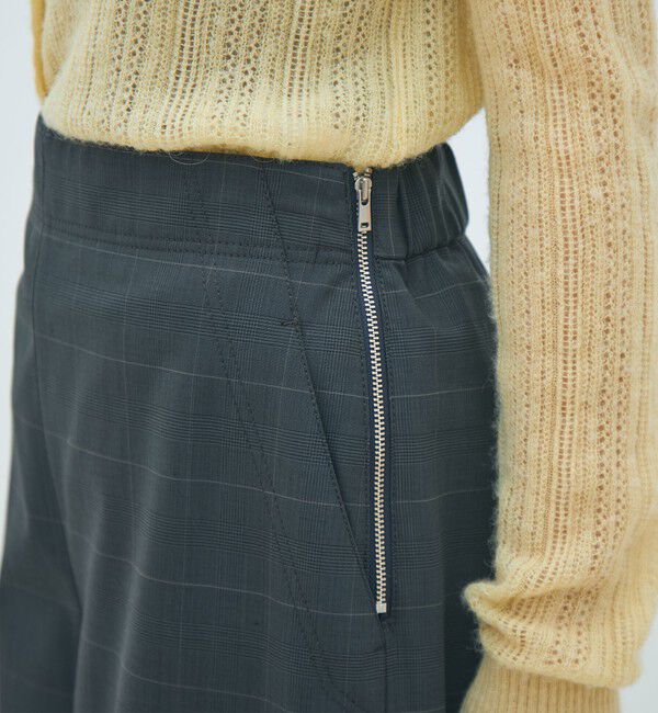 MACPHEE「ポリエステルウールストレッチチェック フレアパンツ」|その他|