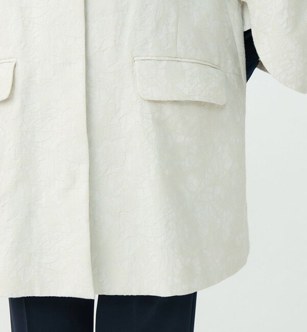 Ballsey「ボタニカルジャカード トラペーズコート」|ノーカラーコート|