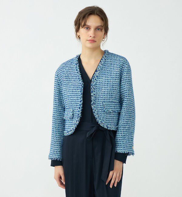 Ballsey「ペペローニツイード ショートジャケット」|ノーカラージャケット|