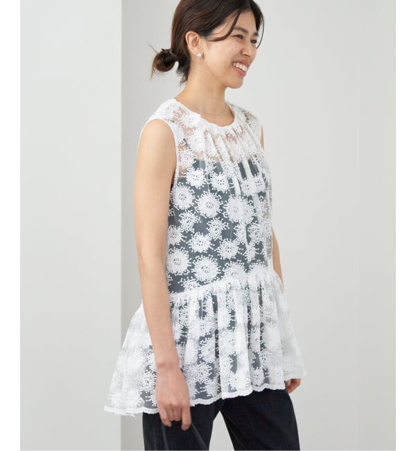 IENA「フラワーレース ペプラムブラウス」|シャツ・ブラウス|