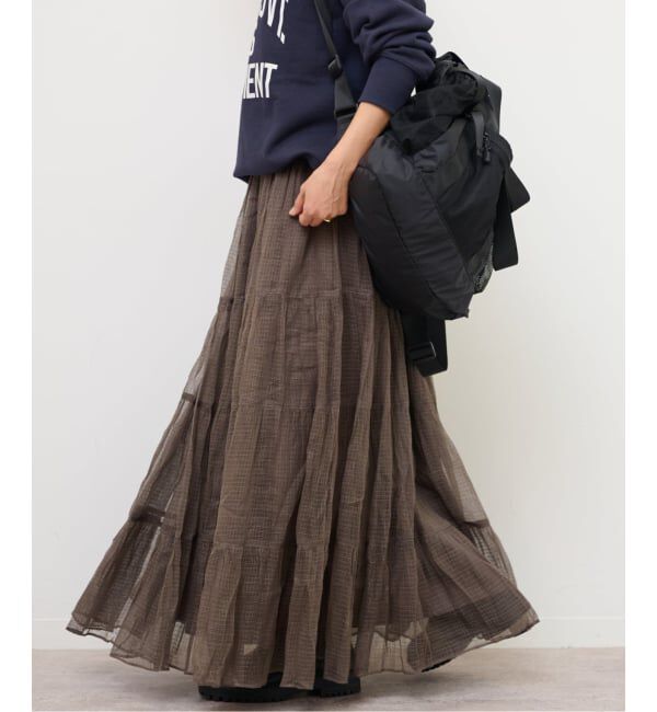 JOURNAL STANDARD relume「シアーチェックティアードイージースカート」|スカート|ブラウン