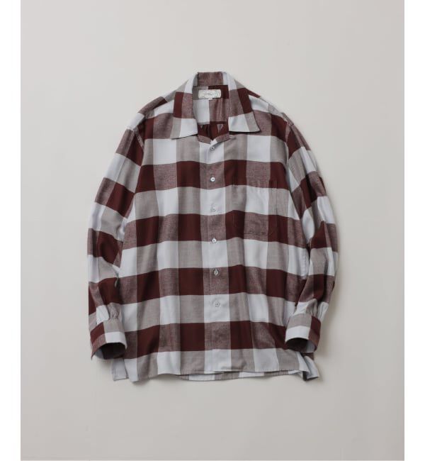 JOURNAL STANDARD「【FOLL / フォル】summer modal check open collar shirt」|シャツ・ブラウス|ブラウン