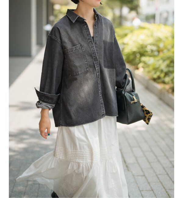 Spick and Span「5 1/2 SOFT DENIM SHIRT」|シャツ・ブラウス|ブラック