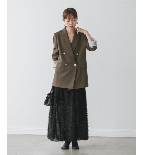 NOBLE「エステルツイルピークドラペルジャケット」|テーラードジャケット|