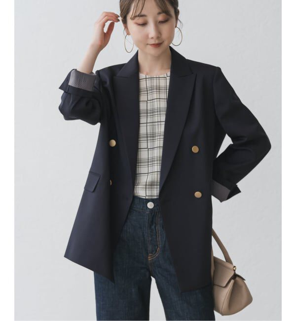 NOBLE「エステルツイルピークドラペルジャケット」|テーラードジャケット|