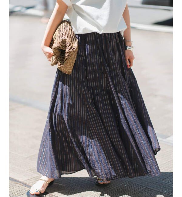 Spick and Span「《WEB限定 / 追加》HYUストライプギャザーフレアスカート」|スカート|