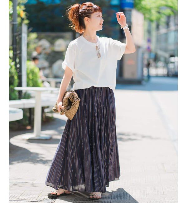 Spick and Span「《WEB限定 / 追加》HYUストライプギャザーフレアスカート」|スカート|