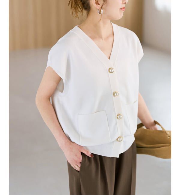 Spick and Span「《一部店舗+WEB限定予約》パールボタンウォッシャブルニットベスト」|ニット・セーター|