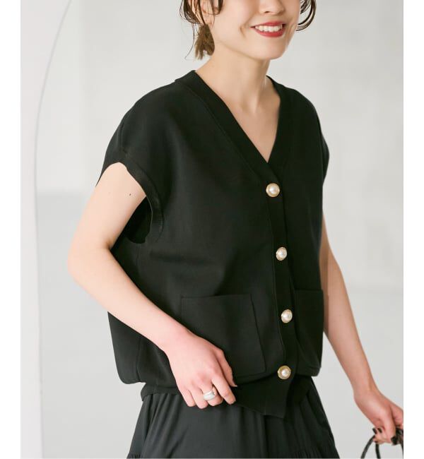 Spick and Span「《一部店舗+WEB限定予約》パールボタンウォッシャブルニットベスト」|ニット・セーター|