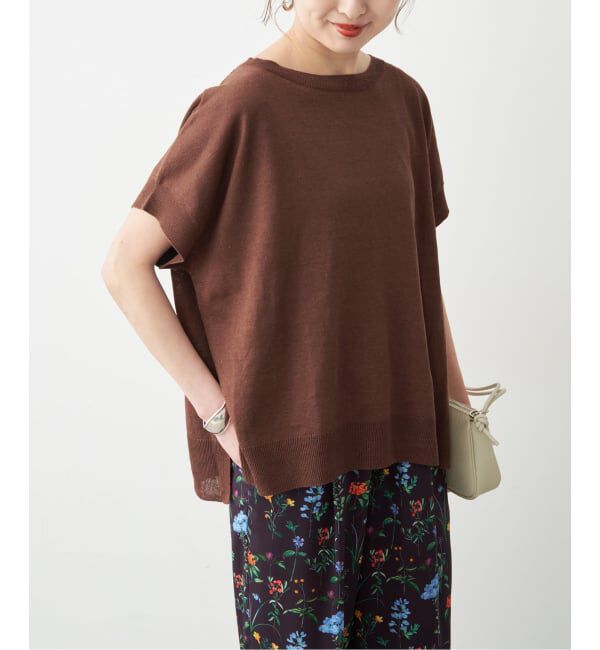 Spick and Span「《手洗い可 / 予約》リネン天竺フレンチプルオーバー」|ニット・セーター|ブラウン