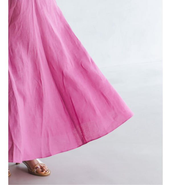 NOBLE「《予約》ウエストギャザーリネンフレアワンピース」|ワンピース|