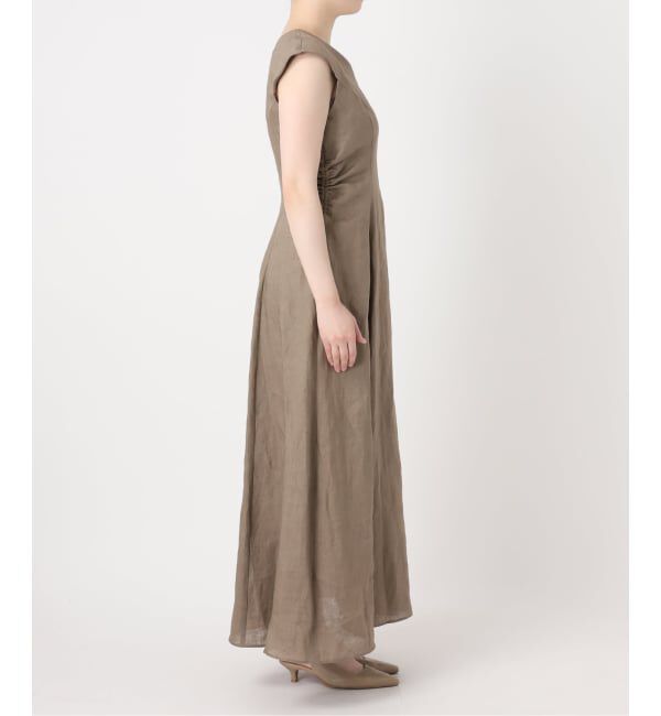 NOBLE「《予約》ウエストギャザーリネンフレアワンピース」|ワンピース|