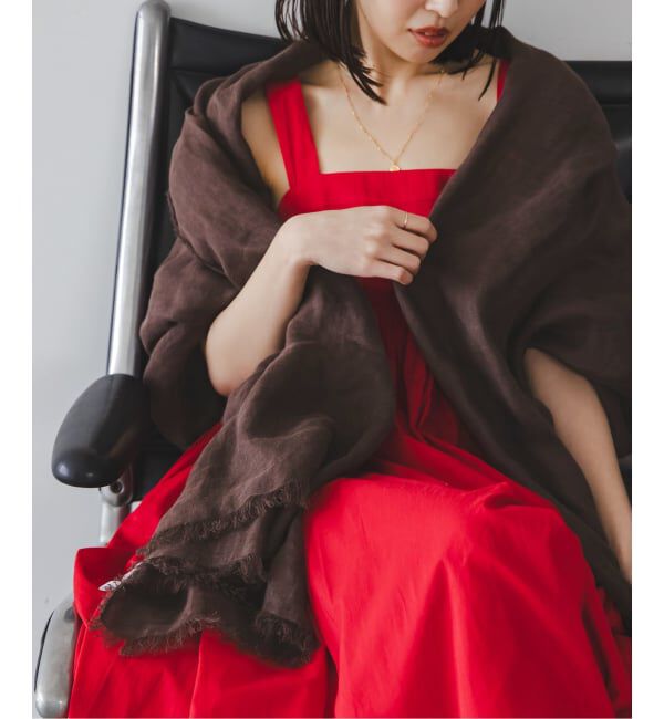 NOBLE「《NOBLE別注カラー・予約》THROW/スロー Light Linen Color Stole」|ストール|ブラウン
