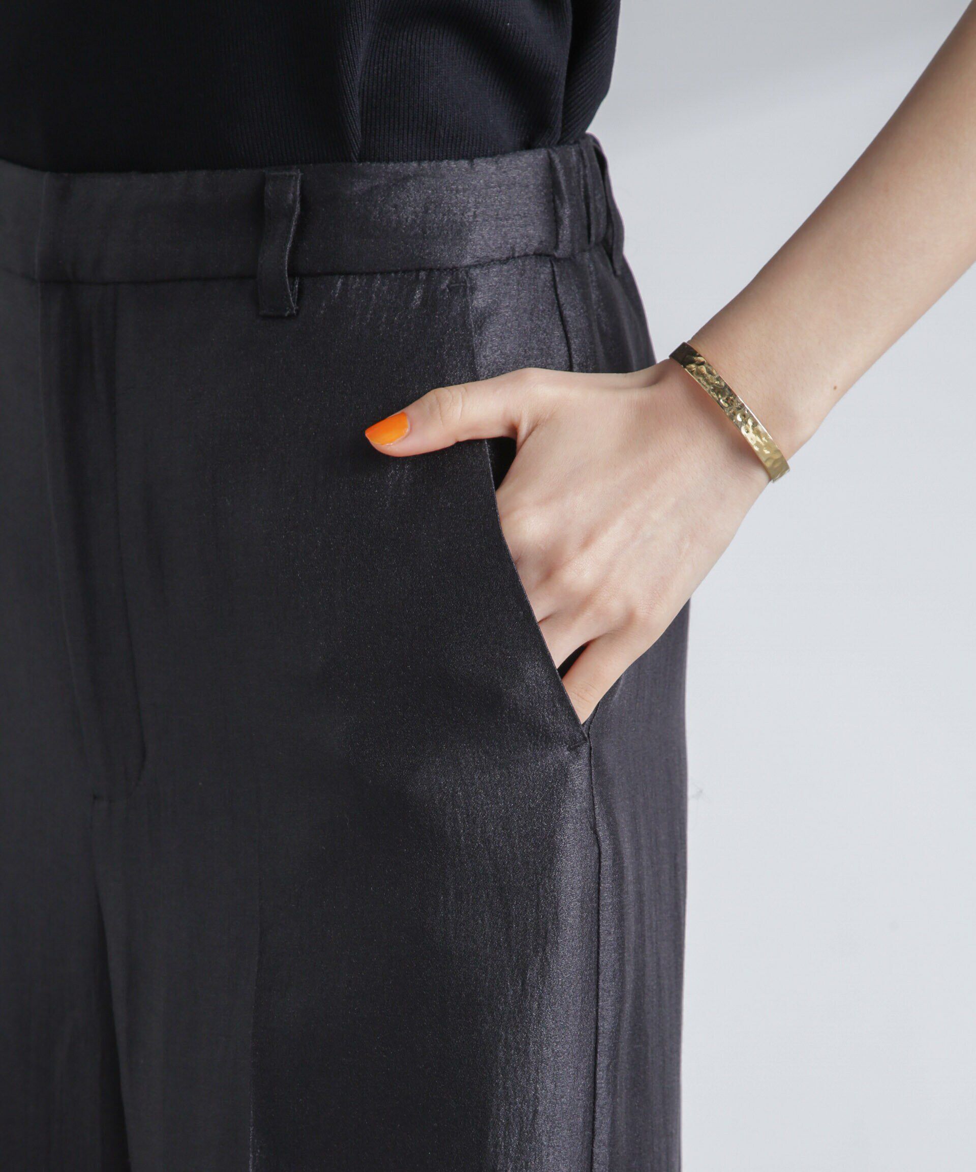 nano･universe「<追加生産>シャイニーサテンイージーパンツ」|チノ|