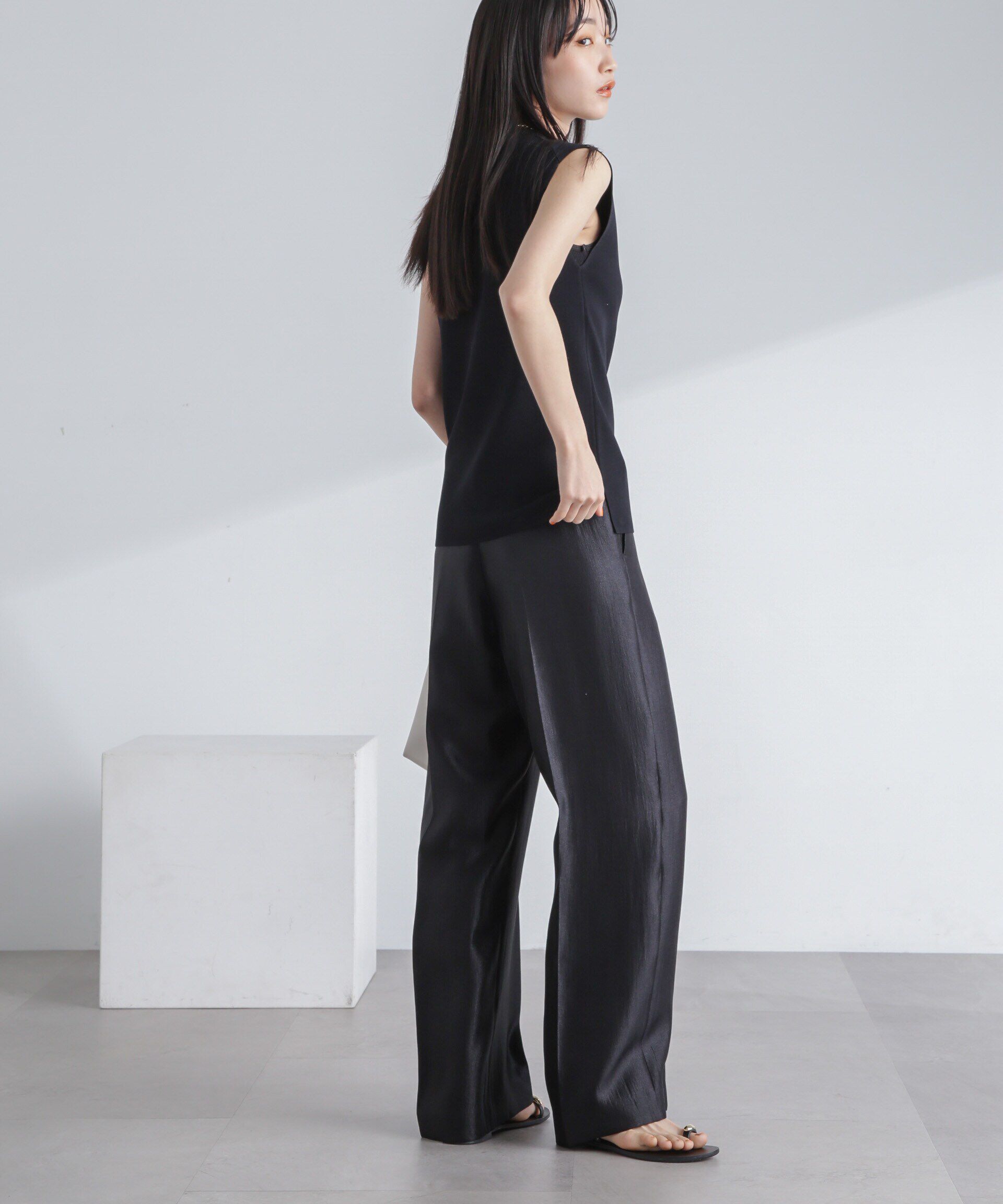 nano･universe「<追加生産>シャイニーサテンイージーパンツ」|チノ|