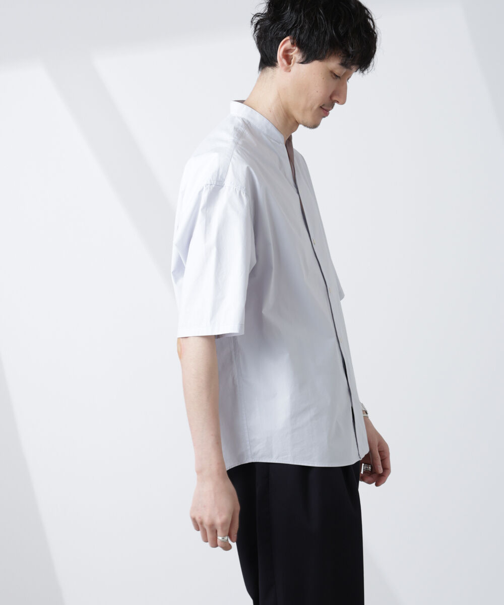 nano･universe「「大人のワイドシャツ」バンドカラー 半袖」|シャツ・ブラウス|