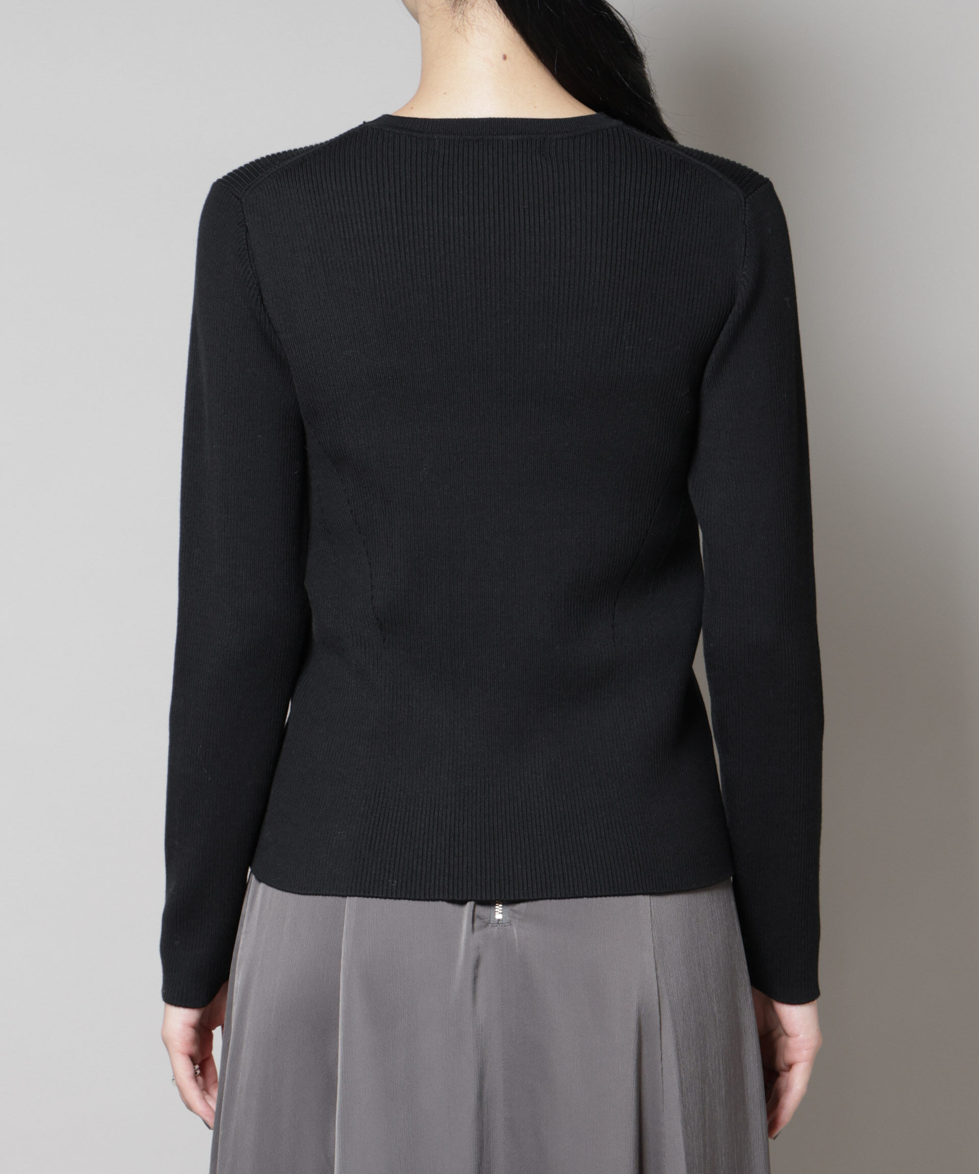 nano･universe「CICA&UVカット加工クルーネックリブニット」|ニット・セーター|