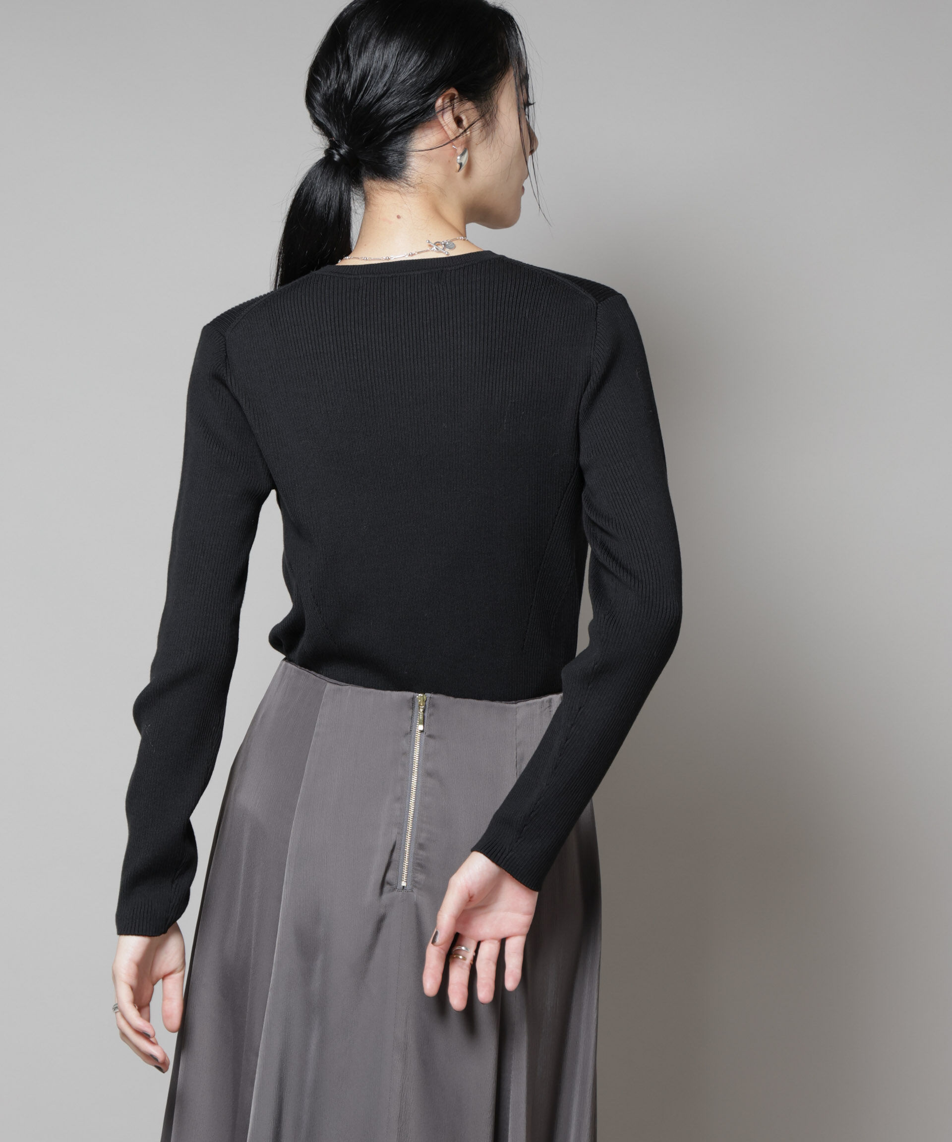 nano･universe「CICA&UVカット加工クルーネックリブニット」|ニット・セーター|