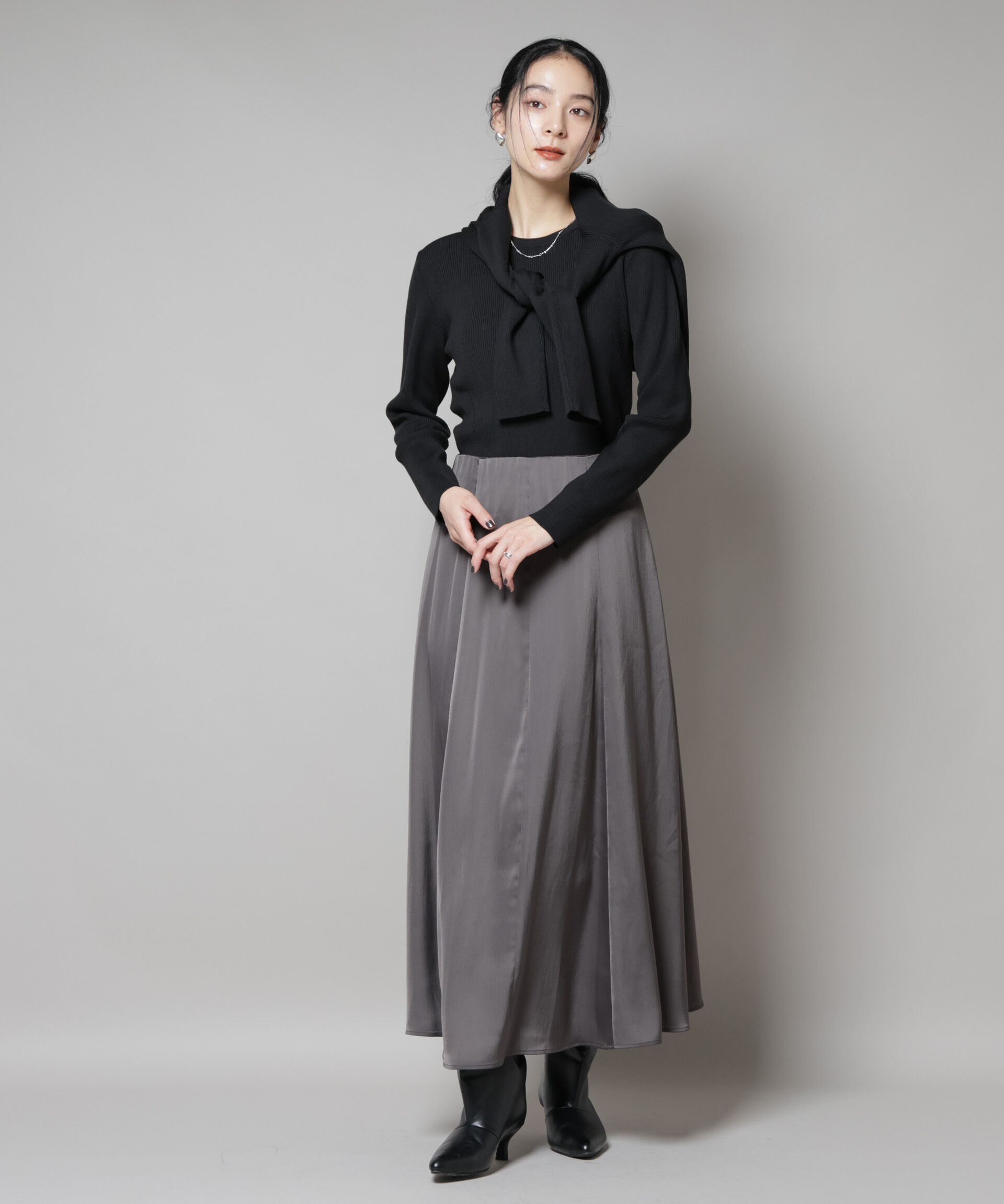 nano･universe「CICA&UVカット加工クルーネックリブニット」|ニット・セーター|