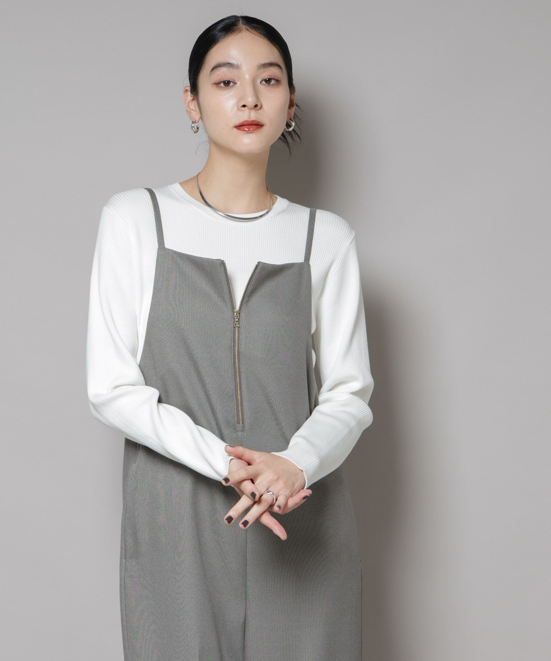 nano･universe「CICA&UVカット加工クルーネックリブニット」|ニット・セーター|