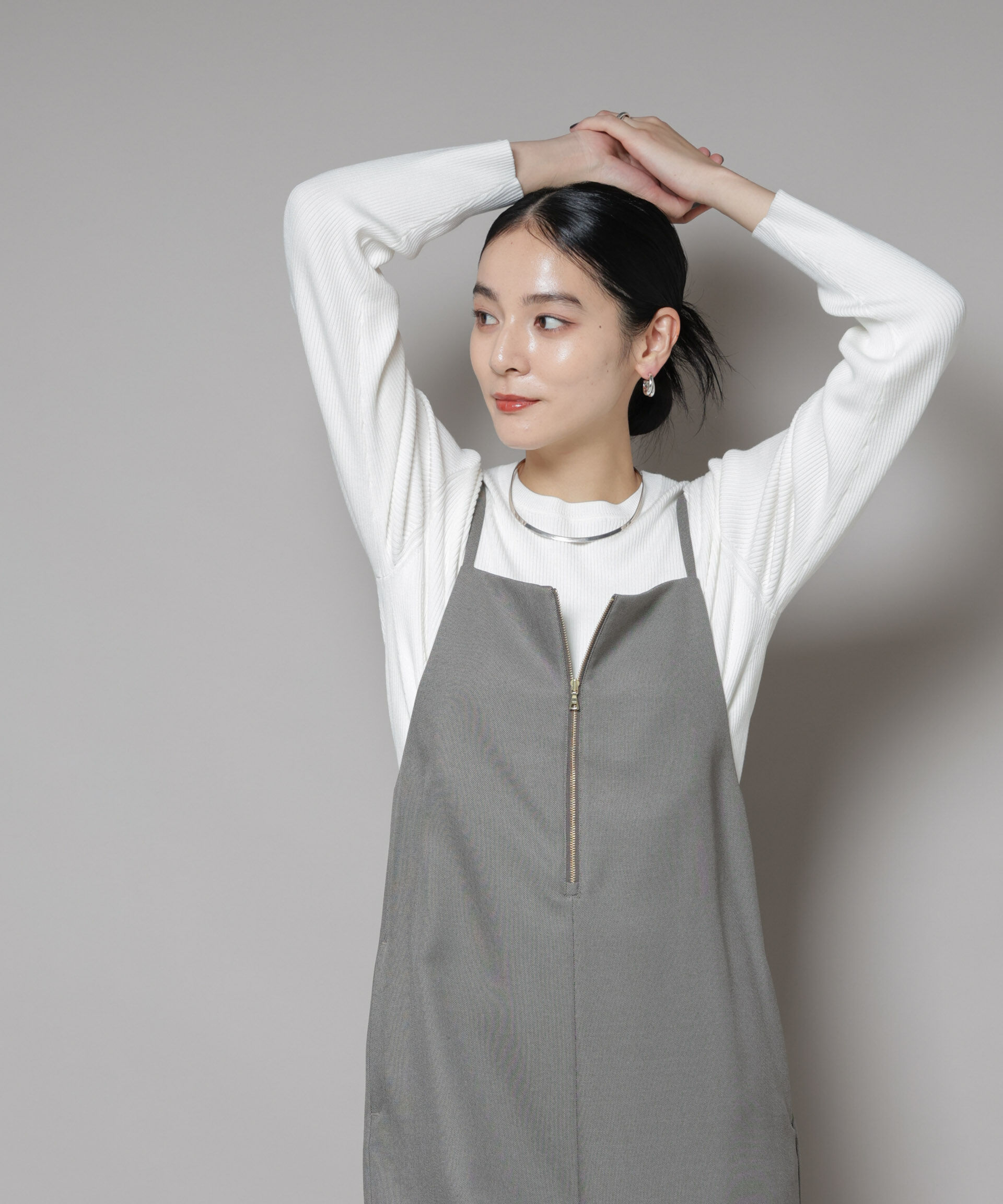 nano･universe「CICA&UVカット加工クルーネックリブニット」|ニット・セーター|