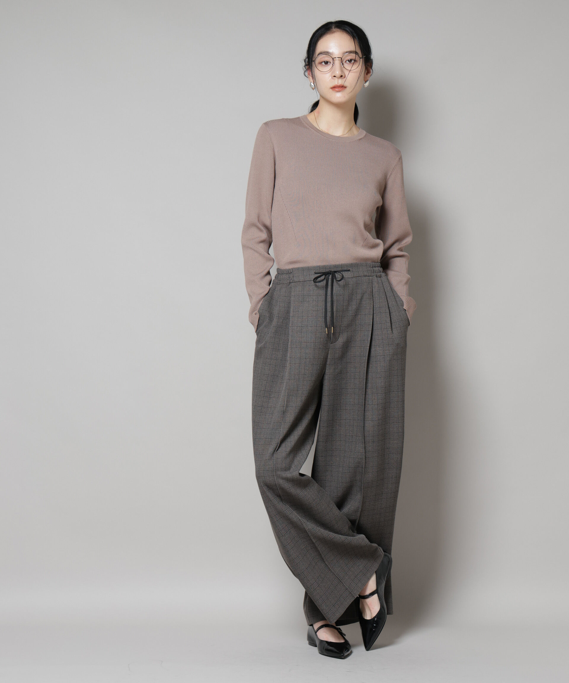 nano･universe「CICA&UVカット加工クルーネックリブニット」|ニット・セーター|