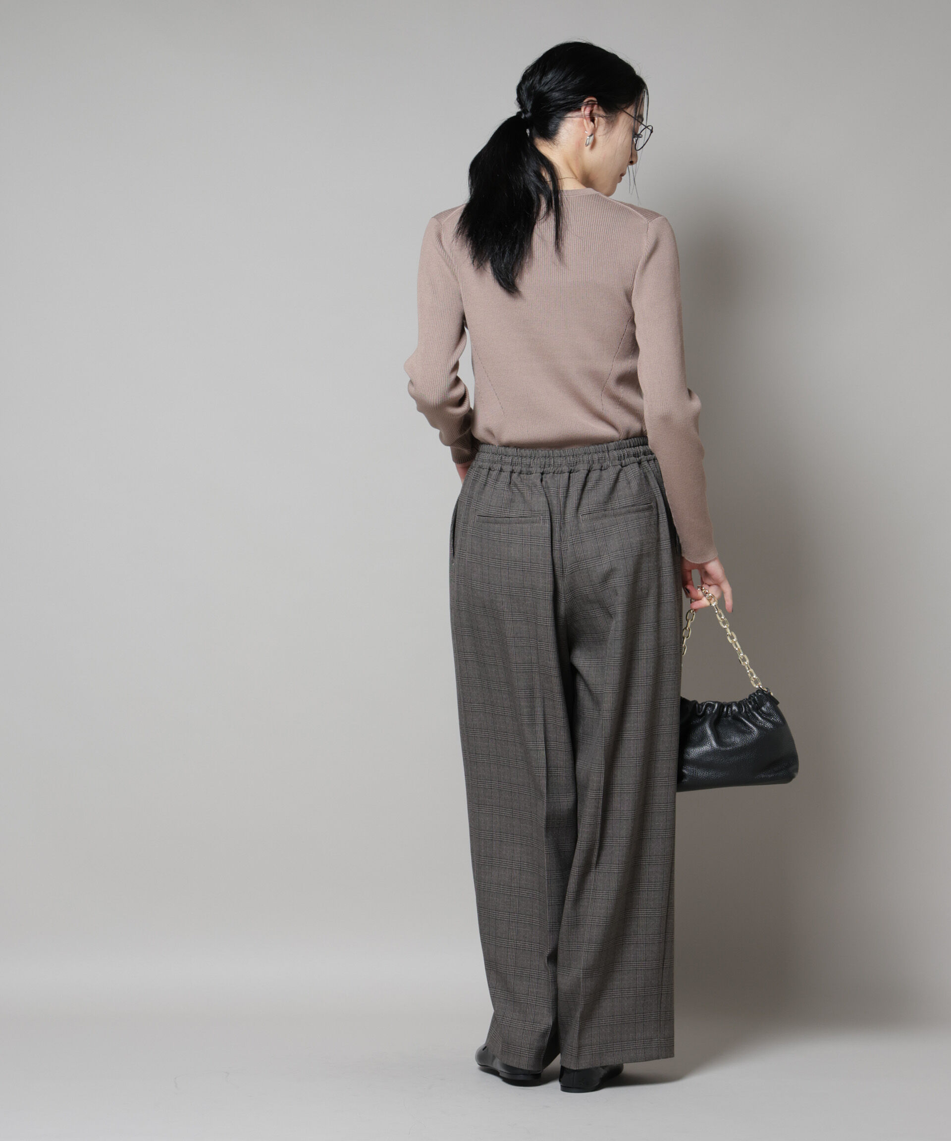 nano･universe「CICA&UVカット加工クルーネックリブニット」|ニット・セーター|