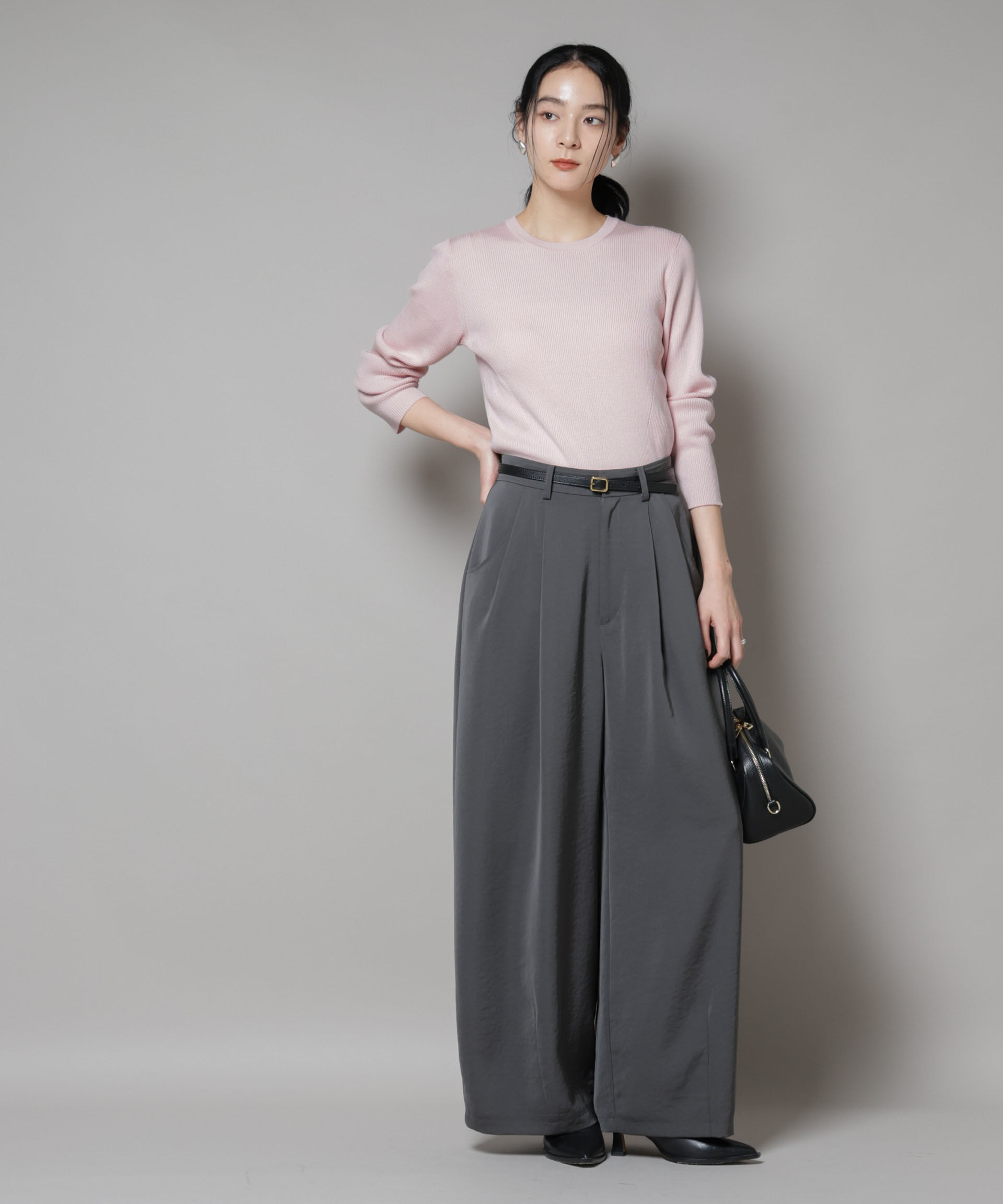 nano･universe「CICA&UVカット加工クルーネックリブニット」|ニット・セーター|