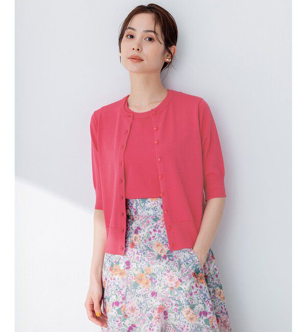 組曲「【5色展開・洗える】MINA半袖 カラーカーディガン」|ニット・セーター|