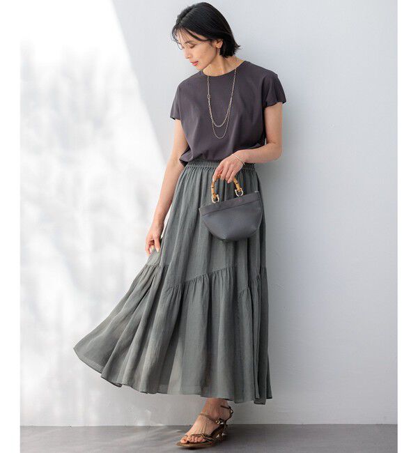 23区「【洗える】LIBECO ティアード スカート」|スカート|