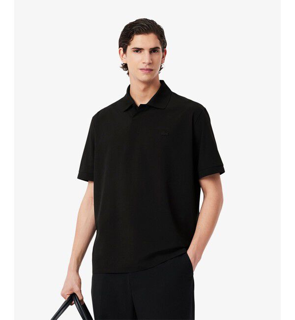 LACOSTE「高通気ファブリック ブレイサブルストレッチ半袖ポロシャツ」|ポロシャツ|ブラック