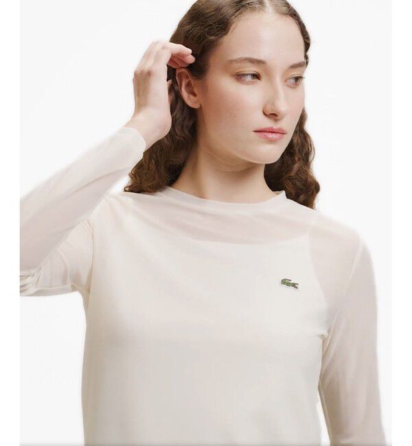 LACOSTE「レイヤードシアートップス キャミソール付き」|Tシャツ・カットソー|オフホワイト