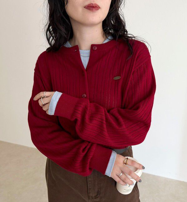 fredy emue「【GEVACO/ゲバコ】カットソーインナー付きカーディガン」|カーディガン|レッド