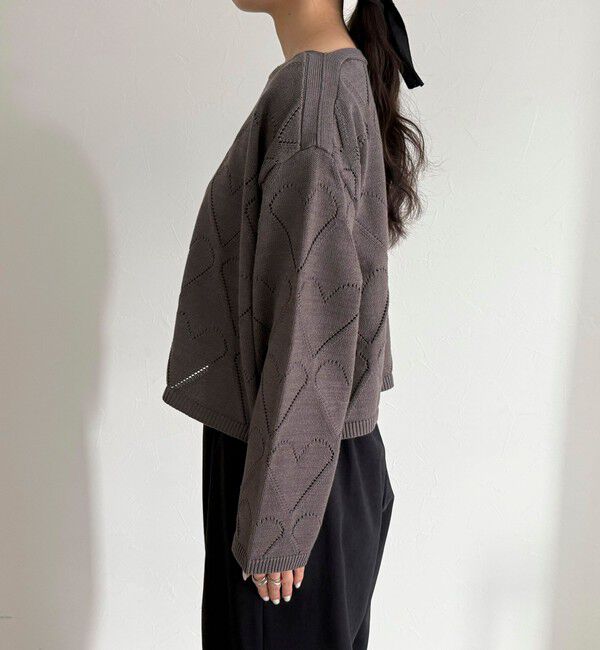 fredy emue「LINEN混ハート透かし柄ニット」|ニット・セーター|