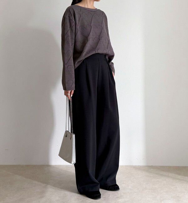 fredy emue「LINEN混ハート透かし柄ニット」|ニット・セーター|