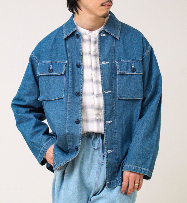 GLOSTER「【デニム/リップストップ】ミリタリーオーバーシャツ」|シャツ・ブラウス|インディゴブルー