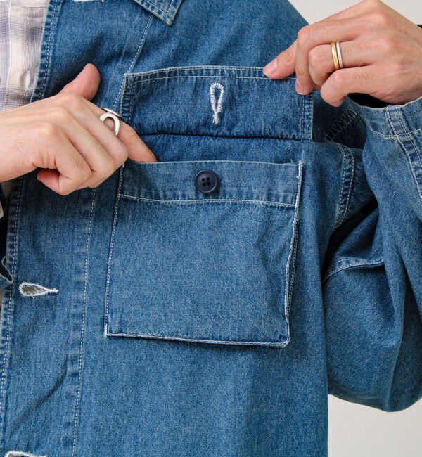 GLOSTER「【デニム/リップストップ】ミリタリーオーバーシャツ」|シャツ・ブラウス|