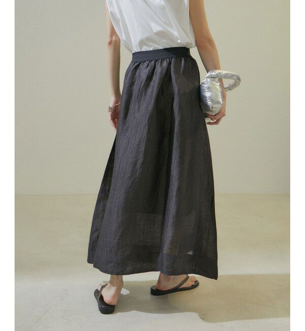 SALON adam et rope'「シルクリネンフレアースカート」|スカート|クロメイン