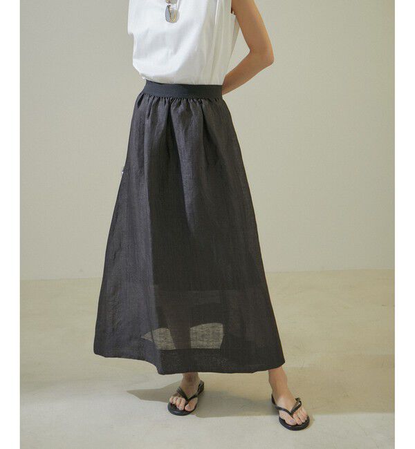 SALON adam et rope'「シルクリネンフレアースカート」|スカート|
