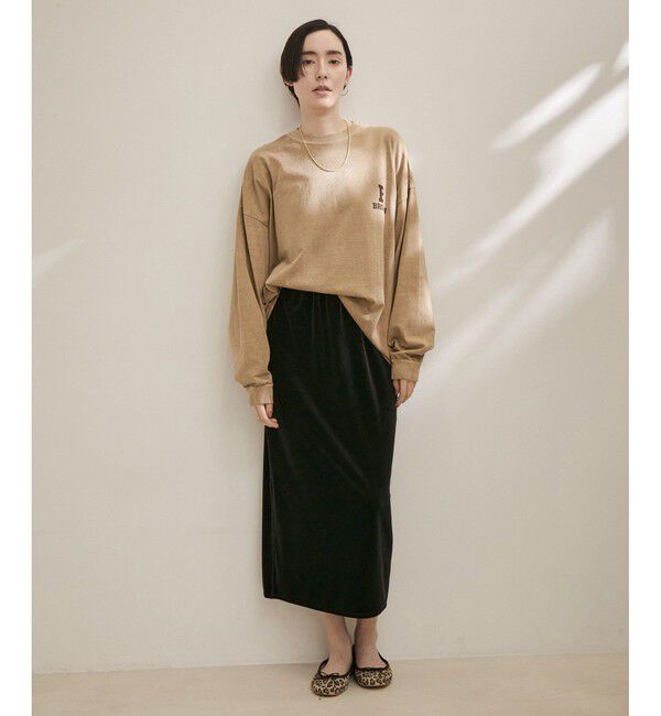 SALON adam et rope'「ベロアロングスリットタイトスカート【セットアップ対応・洗える】」|スカート|