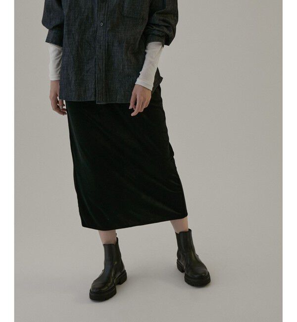 SALON adam et rope'「ベロアロングスリットタイトスカート【セットアップ対応・洗える】」|スカート|