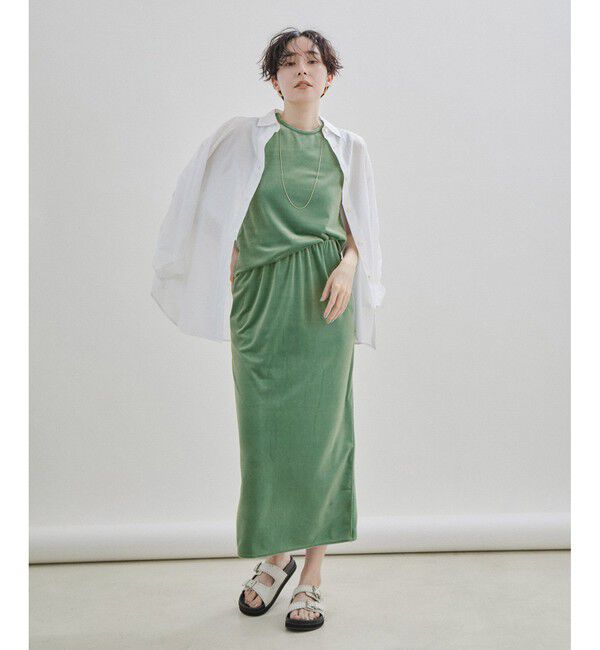 SALON adam et rope'「ベロアロングスリットタイトスカート【セットアップ対応・洗える】」|スカート|