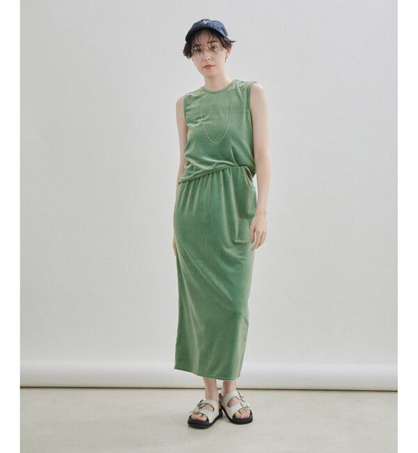 SALON adam et rope'「ベロアロングスリットタイトスカート【セットアップ対応・洗える】」|スカート|