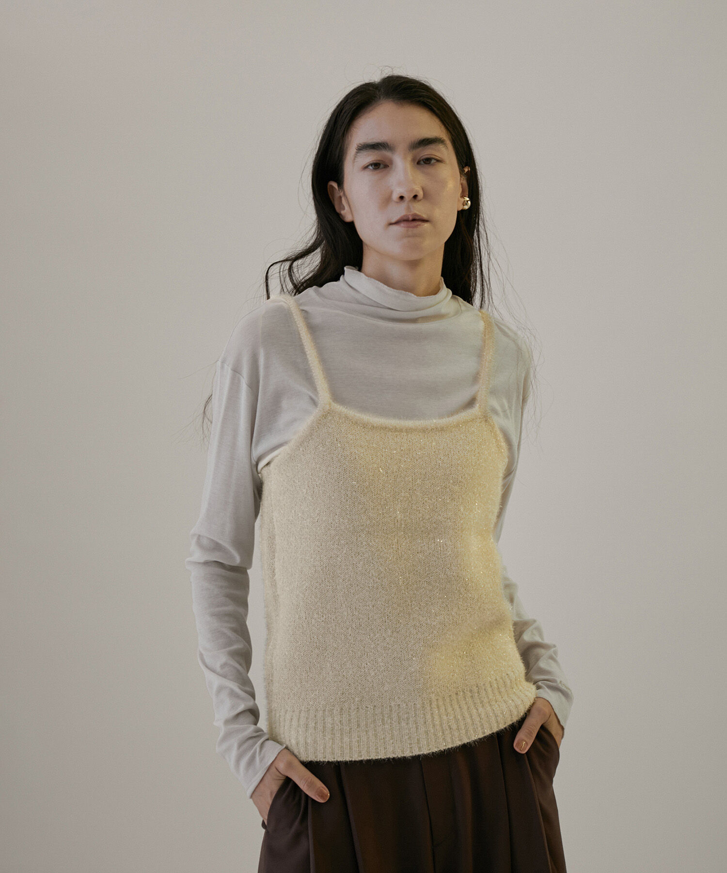 SALON adam et rope'「【WEB限定】ラメニットキャミソール【セットアップ対応】」|キャミソール|