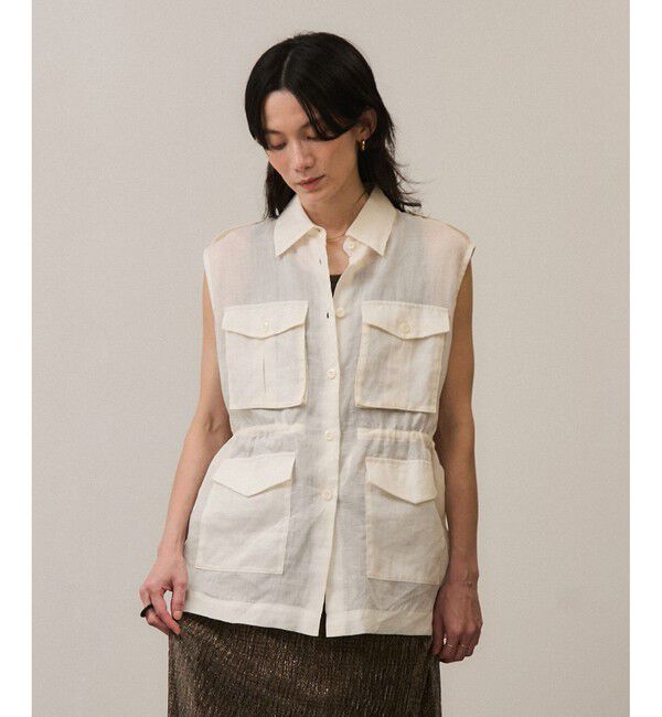SALON adam et rope'「シアーリネンミリタリージレ」|ベスト・ジレ|