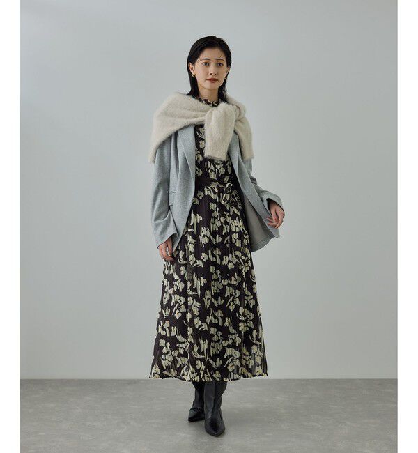 ROPE「フラワープリントタックワンピース/イージーケア」|ワンピース|